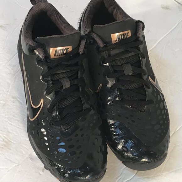 NIKE Fast Flex Black Gold Running Workout Athletic Shoes Cleats - Picture 4 of 15